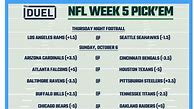 Image result for NFL Week 1 Pick Em Sheet