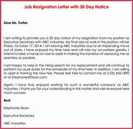 Image result for Resignation Letter with 30 Days Notice Period