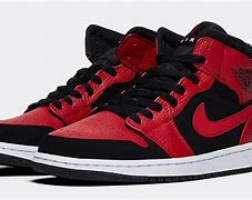 Image result for Jordan 1 Mid Red and Black