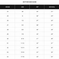 Image result for Hollister Jeans Size Chart