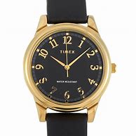 Image result for Timex Black Dial Golden Rim Wrist Watch