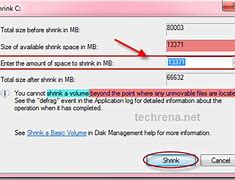 Image result for Size Available Shrink Space MB 0