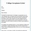 Image result for College Acceptance Letter Template