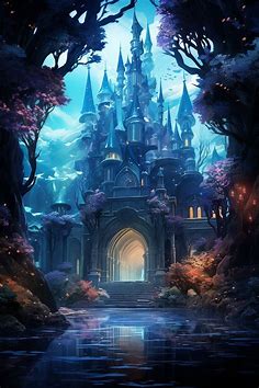 Enchanting Aquatic Abode: A Submerged Citade | Fantasy castle, Fantasy landscape, Castle illustration