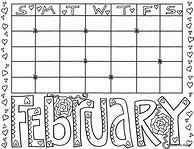 Image result for February Calendar Coloring Page