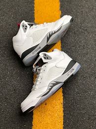 Image result for Air Jordan 5 White and Grey