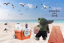 Image result for Baby Yoda Beach Meme