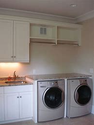 Image result for Laundry Room Shelves with Hanging Rod