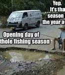 Image result for Fishing in Pothole Meme