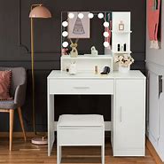 Image result for Vanity Table with Mirror and Lights