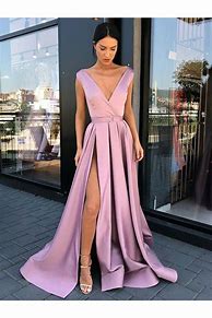 Image result for Champagne Satin Prom Dress