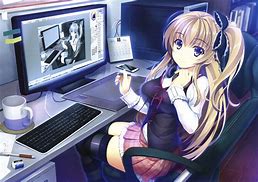 Image result for Anime Girl at Computer