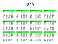 Image result for 1829 Calendar