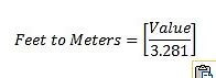 Image result for 9 Meters to Feet