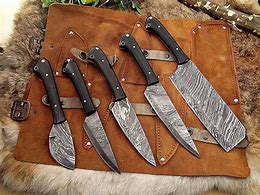 Image result for Damascus Kitchen Knife Set