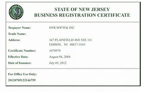 Image result for NJ Business Registration Certificate