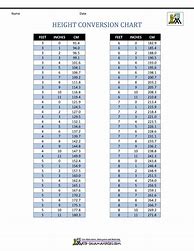 Image result for Feet to Cm Height Chart