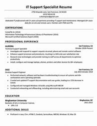 Image result for It Support Specialist Resume