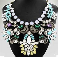 Image result for Multi Shades of Green Rhinestone Statement Necklace