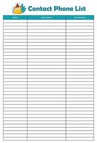 Image result for Phone Number List Template Printable