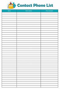 Image result for Phone Number List Template Printable