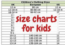 Image result for Big Kids Size Chart