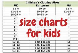 Image result for Boys Girls Sizes