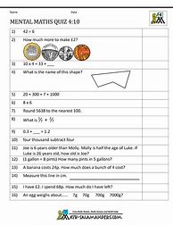 Image result for Year 4 Mental Maths Worksheets