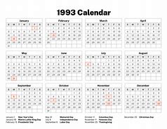 Image result for Calendar Canada 1993