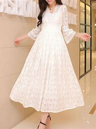 Image result for White Lace Plunging Neckline Long Sleeve Maxi Dress