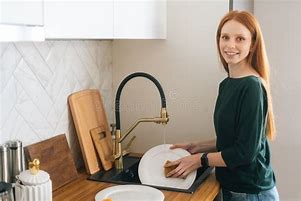 Image result for Woman Washing Dishes in Kitchen