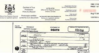 Image result for Ontario Canada Death Certificate
