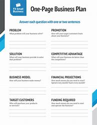 Image result for 1 Page Business Plan Example