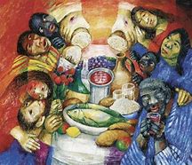 Image result for Jesus Breaking Bread Modern Art