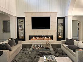 Image result for TV Console Next to Fireplace