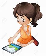 Image result for A Child Looking at an iPad Cartoon