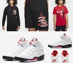 Image result for Jordan 5 Fire Red Outfit Model