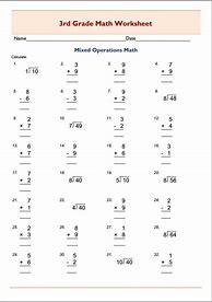 Image result for Free Grade 3 Math Worksheets