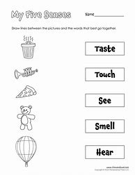 Image result for Free Printable 5 Senses Worksheet