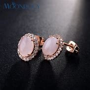Image result for Rose Gold with Pink or Salmon Colored Opal Screw Back Earrings