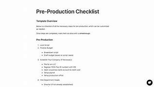 Image result for Pre-Production Template