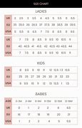 Image result for Full Size Chart Shoes