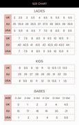 Image result for Abusa Shoe Size Chart