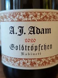 Image result for A J Adam Piesporter Goldtropfchen Riesling *** GG