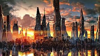 Image result for Futuristic City Park at Night
