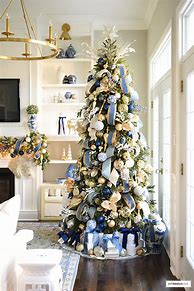 Image result for Christmas Bule Golden Tree