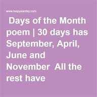 Image result for Month Poem 30 Days