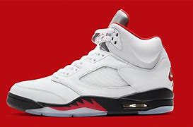 Image result for Fire Red Air Jordan 5 Shoe