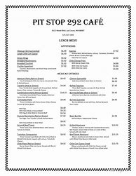 Image result for Pit Stop Cafe Menu