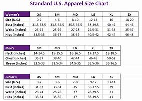 Image result for Us Standard Clothing Size